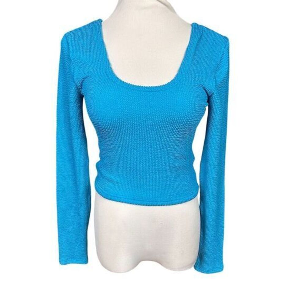 NWT Araminta James Women's Ocean Breeze Crinkle Top‎ Azure Blue Size 8/S
